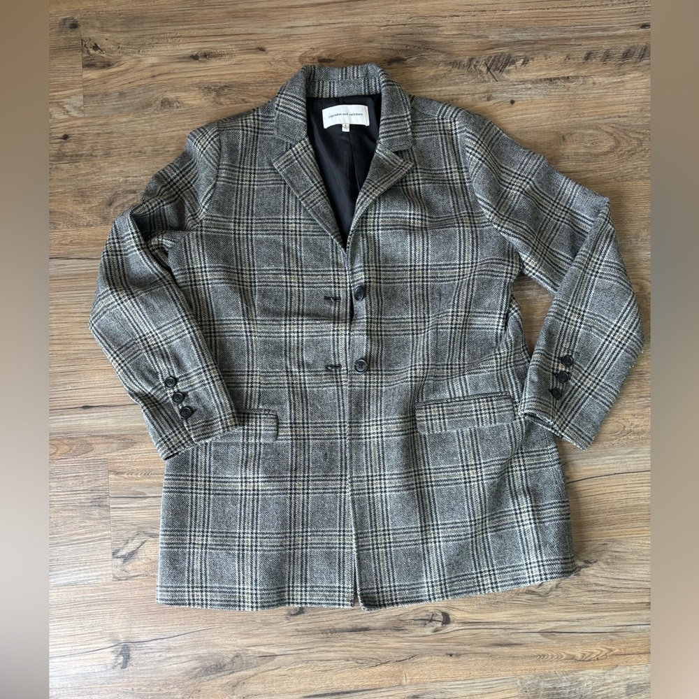 Cupcakes & Cashmere Plaid Coat Blazer – Size L | Academia / Old Money